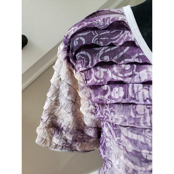 Only Nine Top Blouse Women's Size 3X Purple Casual Ruffle Short Sleeve V-Neck - Picture 9 of 11